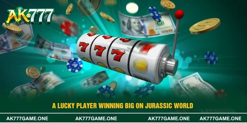 A lucky player winning big on jurassic world 