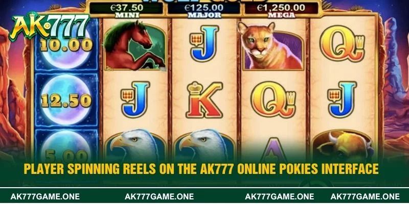Player spinning reels on the AK777 online Pokies interface
